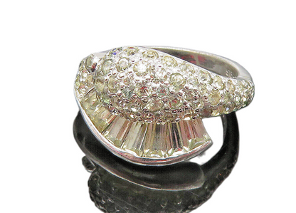 925 Sterling Silver  Vintage Cubic Zirconia Bypass Band Ring Sz 6  RG10281