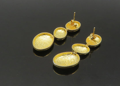 925 Sterling Silver  Vintage Shiny Gold Plated Linked Dangle Earrings  EG10809