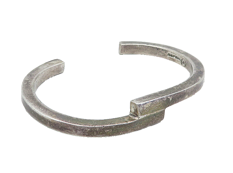 MEXICO 925 Sterling Silver  Vintage Dark Tone Bypass Cuff Bracelet  BT2728