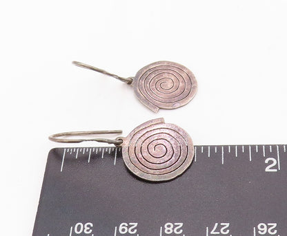925 Sterling Silver Vintage Earrings Solid Coiled Spiral Carved EG13201