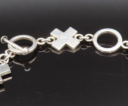 MEXICO 925 Sterling Silver  Vintage Solid XOXO Pattern Chain Necklace  NE4024