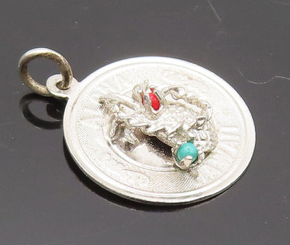 925 Sterling Silver Vintage Pendant Hawaii Turquoise Carved Pineapple   PT22445