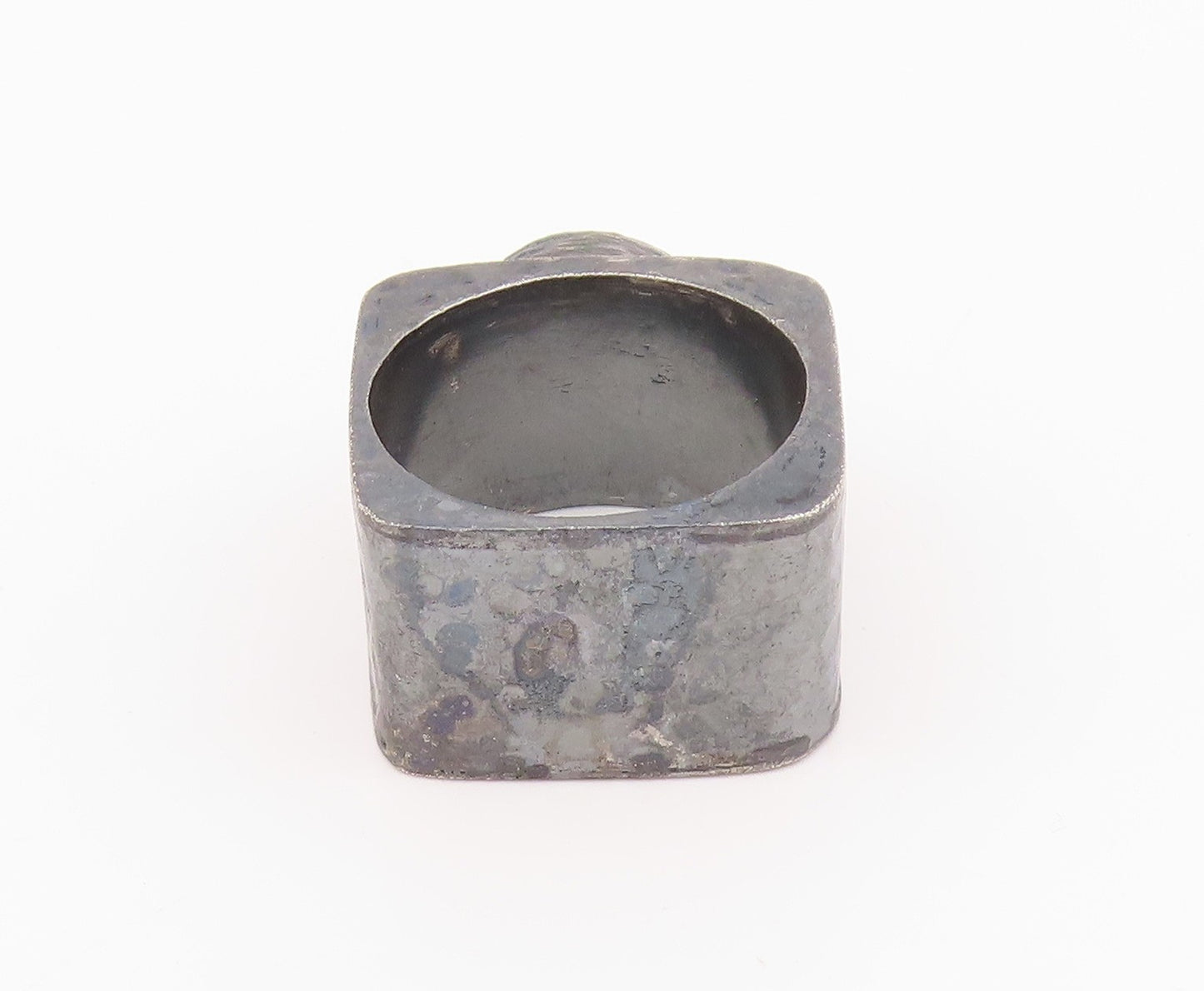 925 Sterling Silver Vintage Ring ROXELANA Dark Tone Round Gemstone Sz 10 RG33023