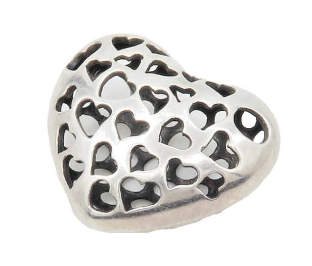 925 Sterling Silver  Shiny Smooth Cutout Hollow Love Heart Pendant  PT13460