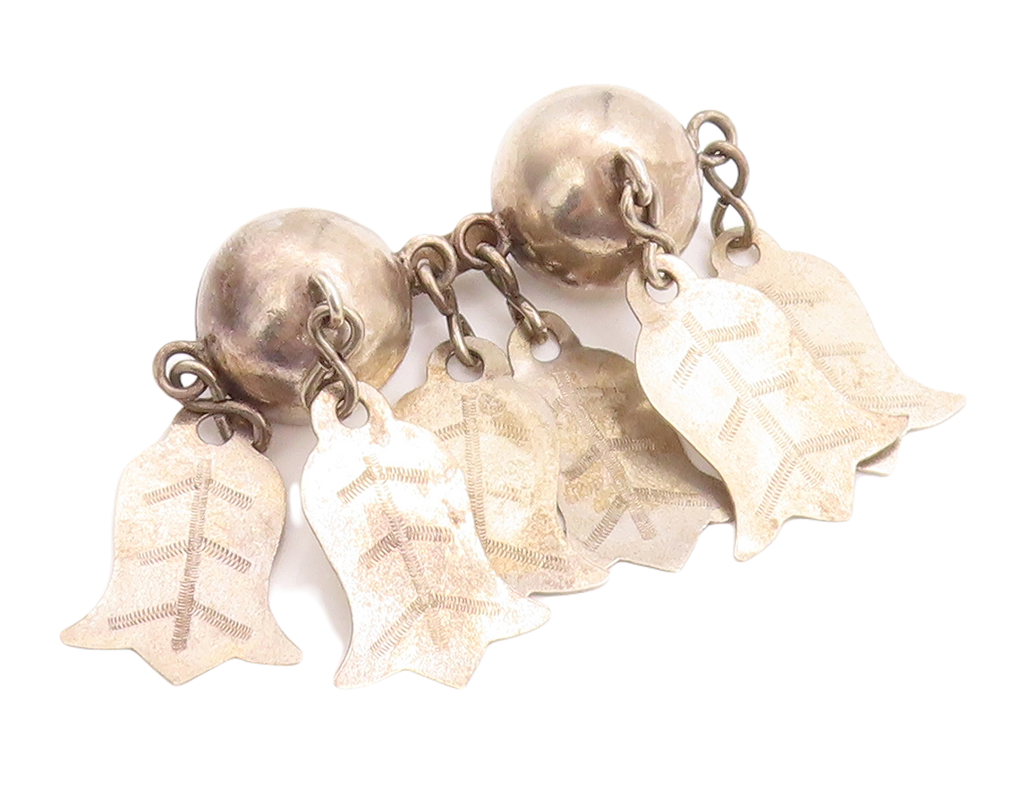 925 Sterling Silver Vintage Brooch Pin Dark Tone Cutout Christmas Bells  BP11438