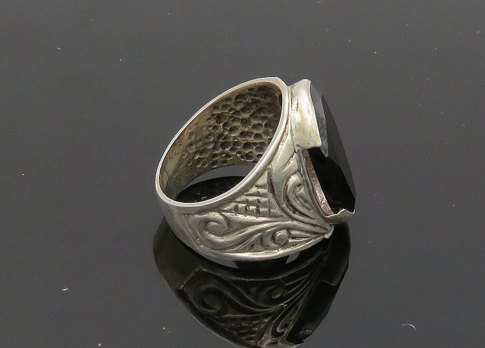 925 Sterling Silver  Vintage Black Onyx Swirl Cocktail Ring Sz 7  RG20062