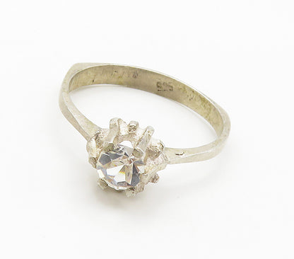 925 Sterling Silver  Prong Set Cubic Zirconia Solitaire Ring Sz 6  RG15522