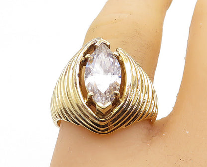 925 Sterling Silver  Cubic Zirconia Gold Plated Cocktail Ring Sz 8.5  RG6540