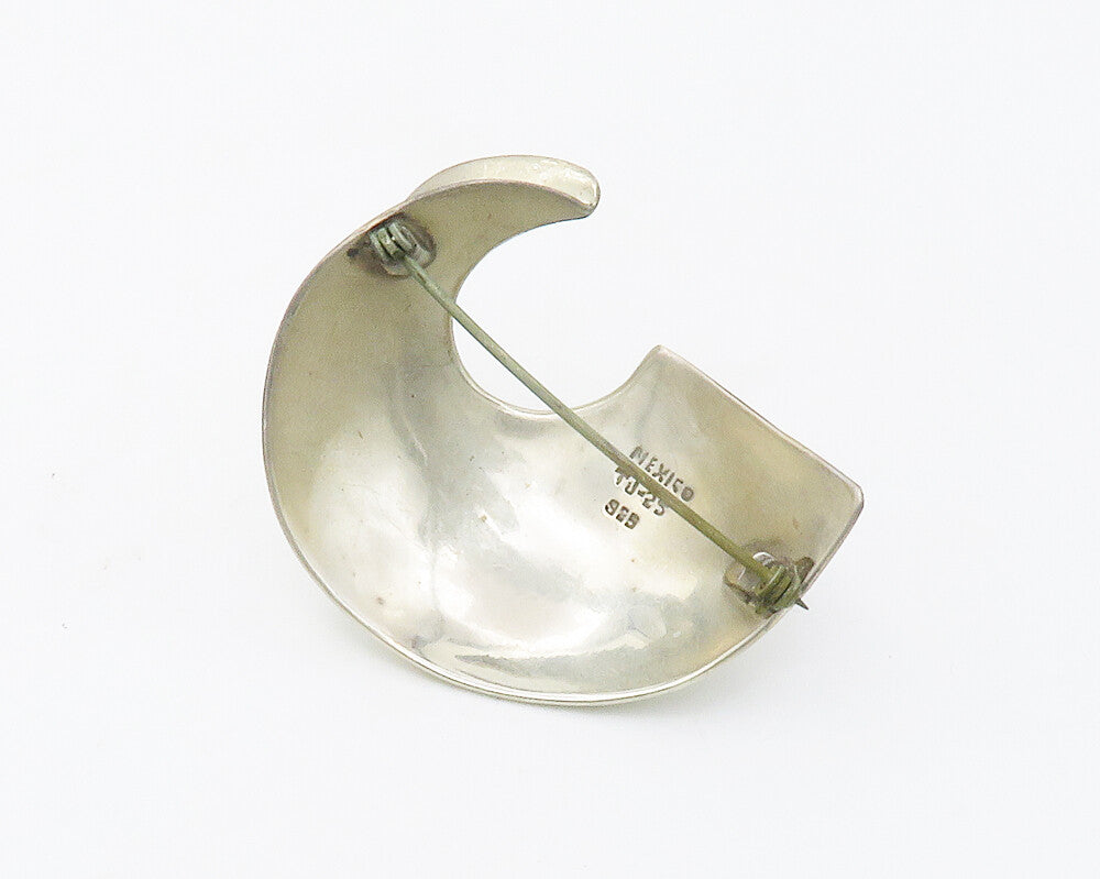 MEXICO 925 Sterling Silver  Vintage Shiny Smooth Modernist Brooch Pin  BP5463