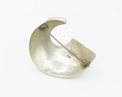 MEXICO 925 Sterling Silver  Vintage Shiny Smooth Modernist Brooch Pin  BP5463