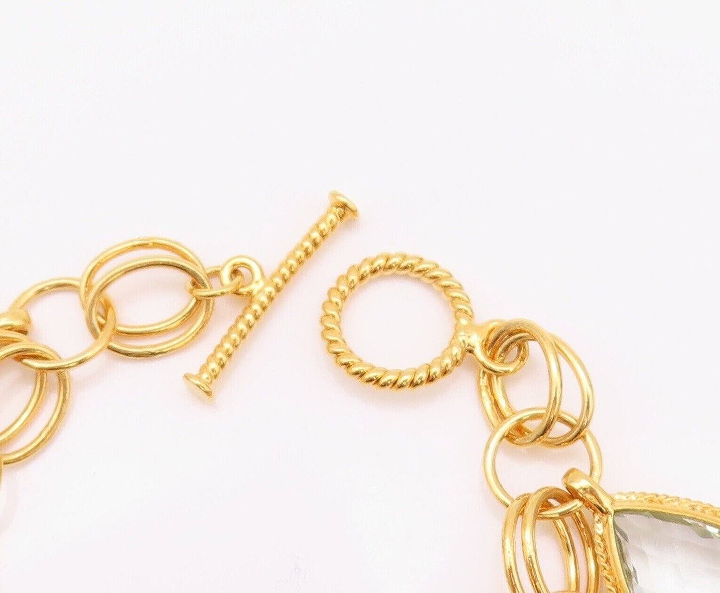 925 Sterling Silver Vintage Bracelet Gold Plated Dangling Gemstones  BT10777