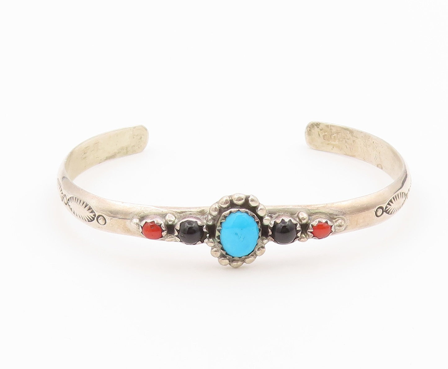 925 Sterling Silver Vintage Bracelet RICHARD BEGAY NAVAJO Multi Gemstone BT12166