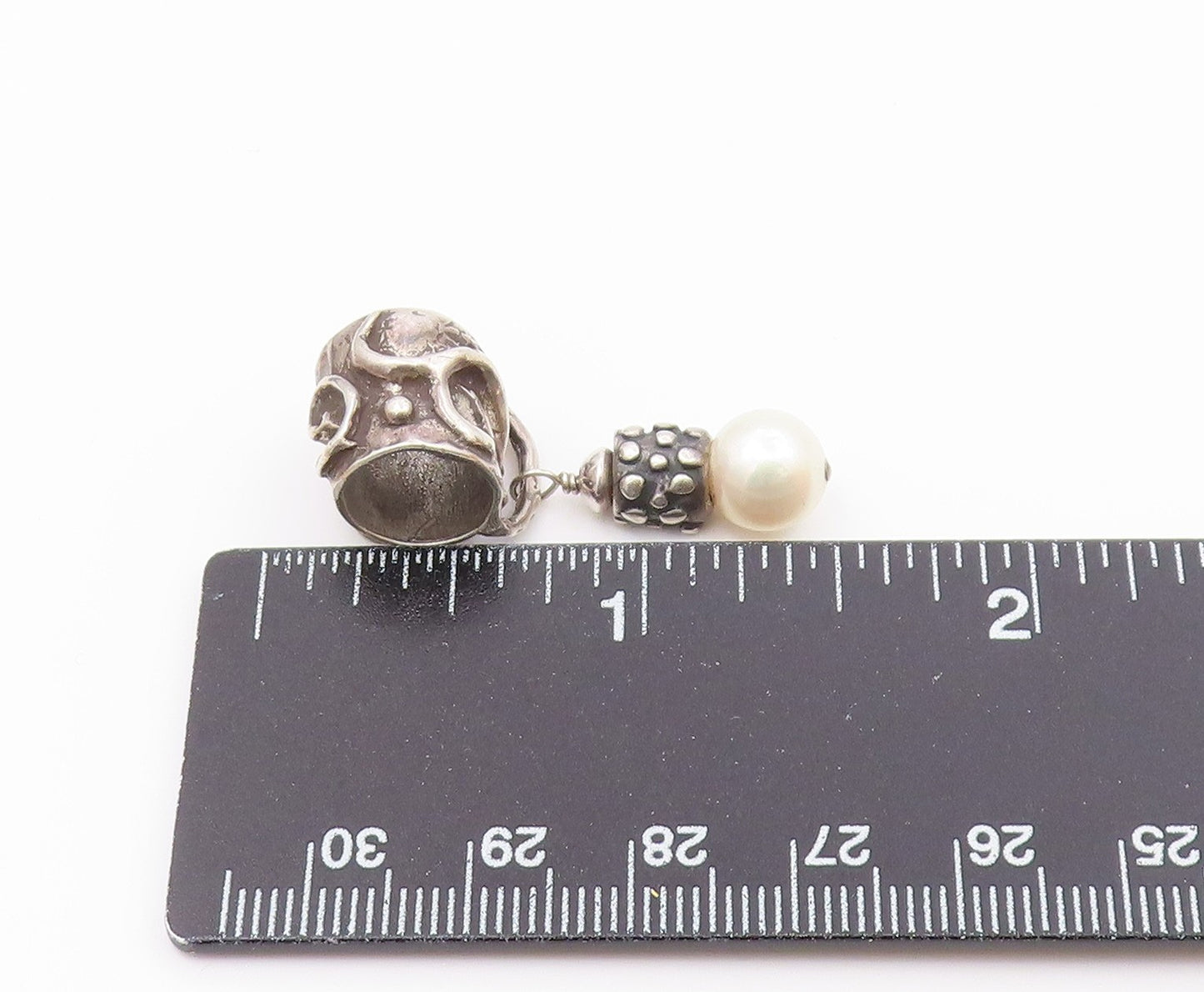 925 Sterling Silver  Vintage Freshwater Pearl Swirl Bail Pendant  PT17633