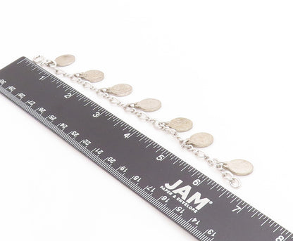 925 Sterling Silver Vintage Bracelet Seven Flowers of Love Oval Charm  BT11711