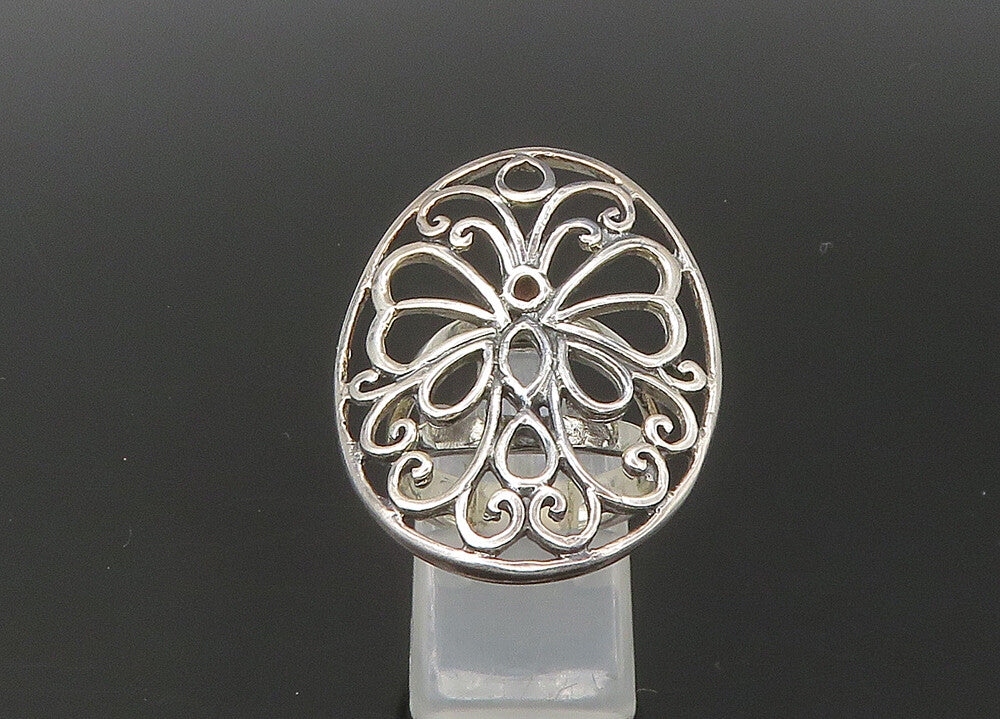 925 Sterling Silver  Vintage Shiny Open Butterfly Motif Band Ring Sz 7 RG22575