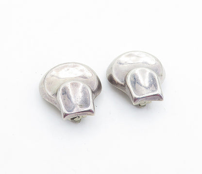 MEXICO 925 Sterling Silver  Vintage Shiny Dark Tone Non Pierce Earrings EG2803