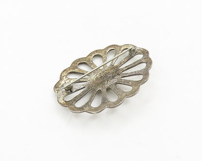GEORGE BEGAY NAVAJO 925 Silver  Vintage Flower Motif Smooth Brooch Pin  BP7680