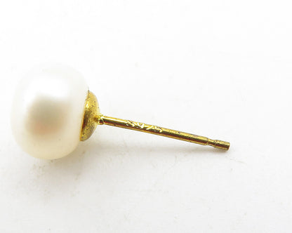 925 Sterling Silver  Petite Pearl Shiny Gold Plated Stud Earrings  EG5930