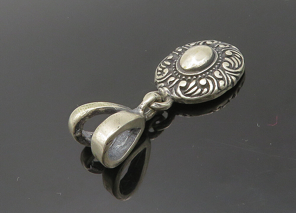 925 Sterling Silver  Vintage Swirl Border Oval Drop Pendant  PT16516