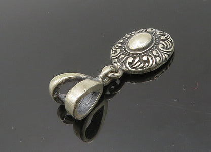 925 Sterling Silver  Vintage Swirl Border Oval Drop Pendant  PT16516