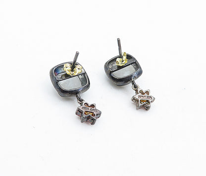 925 Sterling Silver  Vintage Faceted Quartz & Topaz Dangle Earrings  EG2655