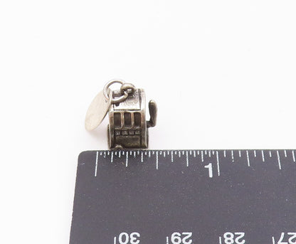925 Sterling Silver  Vintage Petite Slot Machine Las Vegas Pendant  PT17973