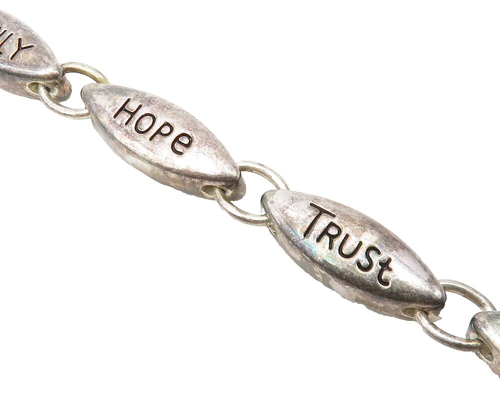 MEXICO 925 Sterling Silver Vintage Inspirational Words Chain Bracelet BT5077