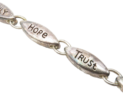 MEXICO 925 Sterling Silver Vintage Inspirational Words Chain Bracelet BT5077