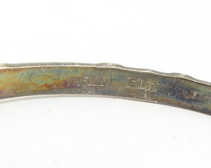 925 Sterling Silver  Vintage Crescent Moon Pattern Bangle Bracelet  BT4706