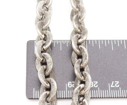 925 Sterling Silver  Vintage Horse Shoe Link Chain Toggle Lock Necklace NE4060