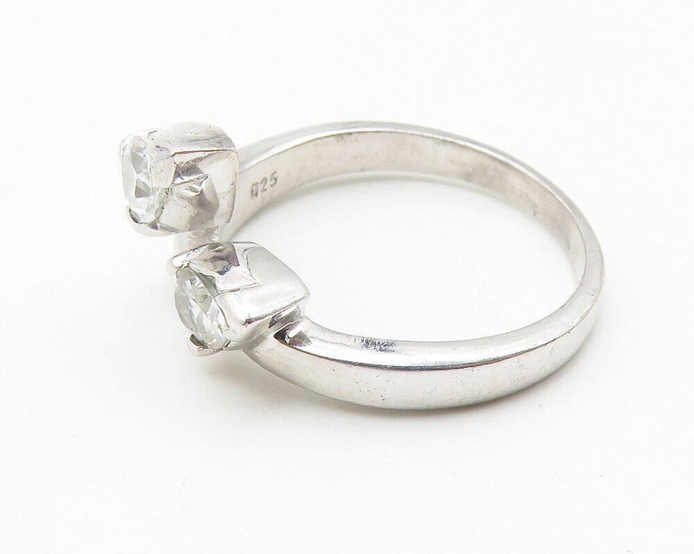 925 Sterling Silver  Prong Set Tear Drop Topaz Floral Band Ring Sz 7  RG10272