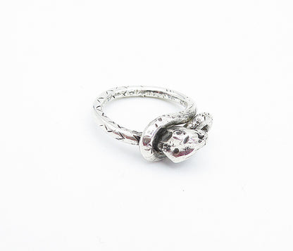 925 Sterling Silver Vintage Snake Head & Tail Motif Band Ring Sz 8 RG3649