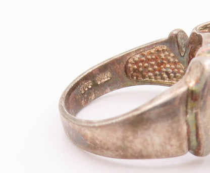 925 Sterling Silver Vintage Ring Dark Tone Amethyst Cutout Band  Sz 6  RG32339