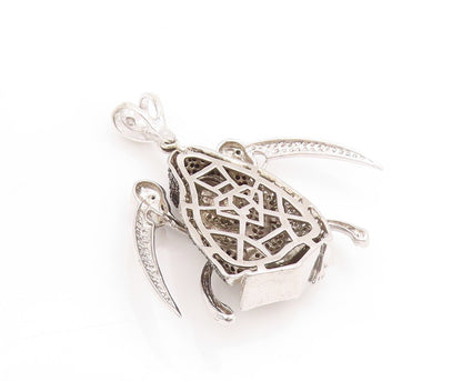925 Sterling Silver Vintage Pendant Sparkling CZ Clustered Grim Reaper  PT25079