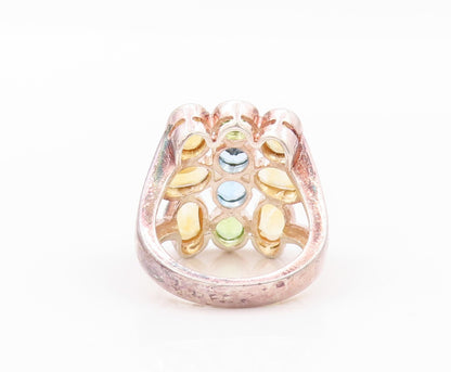 925 Sterling Silver Vintage Ring Citrine Peridot Blue Topaz  Sz 5  RG32257