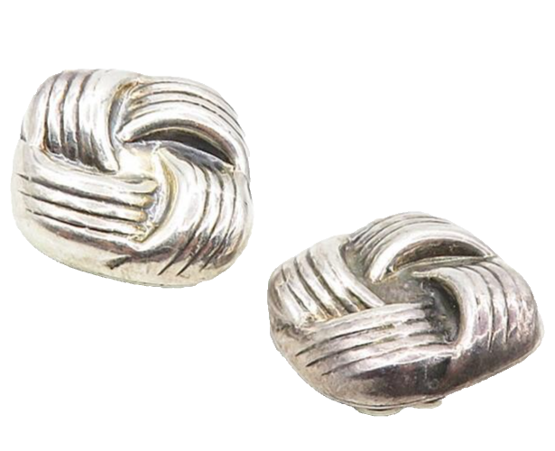 MEXICO 925 Sterling Silver  Vintage Knot Design Non Pierce Earrings  EG4853