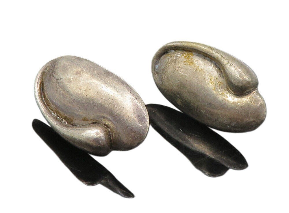 LUCIA 925 Sterling Silver  Vintage Dark Tone Modernist Dangle Earrings  EG4691
