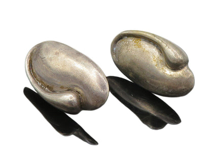 LUCIA 925 Sterling Silver  Vintage Dark Tone Modernist Dangle Earrings  EG4691