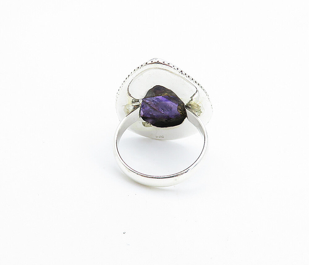 925 Sterling Silver  Cabochon Cut Jasper Tear Drop Cocktail Ring Sz 7  RG8050