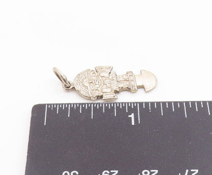 925 Sterling Silver  Vintage Petite Traditional Warrior Statue Pendant PT15988