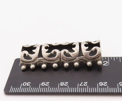 925 Sterling Silver Vintage Brooch Pin Solid Cutout Fire Design Cylinder BP11237