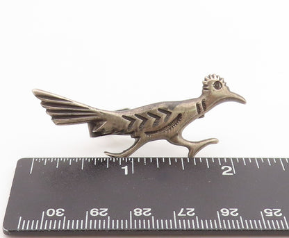 925 Sterling Silver Vintage Tie Clip NAVAJO Etched Roadrunner Bird Design TR4032