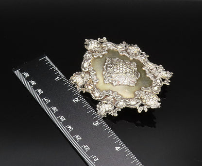 925 Sterling Silver Vintage Antique Victorian Enamel Frame Brooch Pin  BP10004