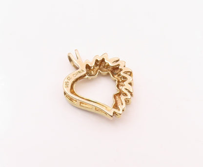 925 Sterling Silver  Vintage Shiny Genuine Diamond Love Heart Pendant  PT15769