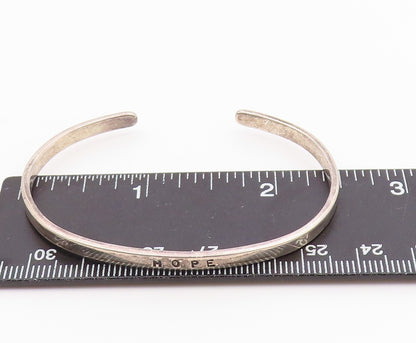 925 Sterling Silver  Vintage Petite Hope Stamped Smooth Cuff Bracelet  BT9121