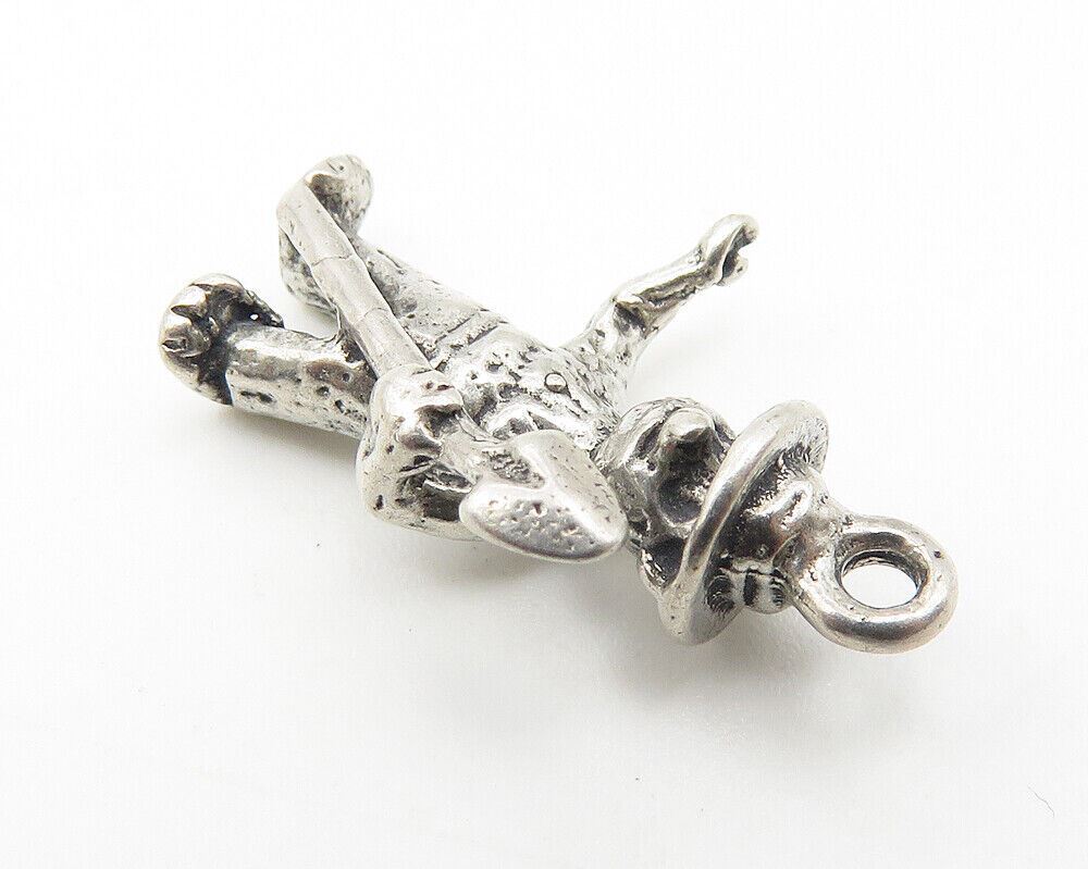 925 Sterling Silver  Vintage Petite Oxidized Farmer & Shovel Pendant  PT8420