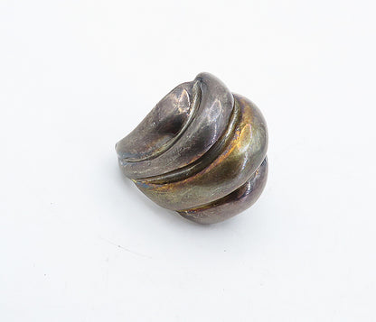 ISRAEL 925 Sterling Silver  Vintage Modernist Fluted Band Ring Sz 5  RG4530