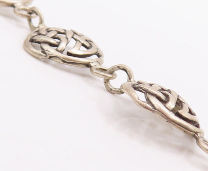 925 Sterling Silver Vintage Bracelet Round Cutout Celtic Knots  BT10637