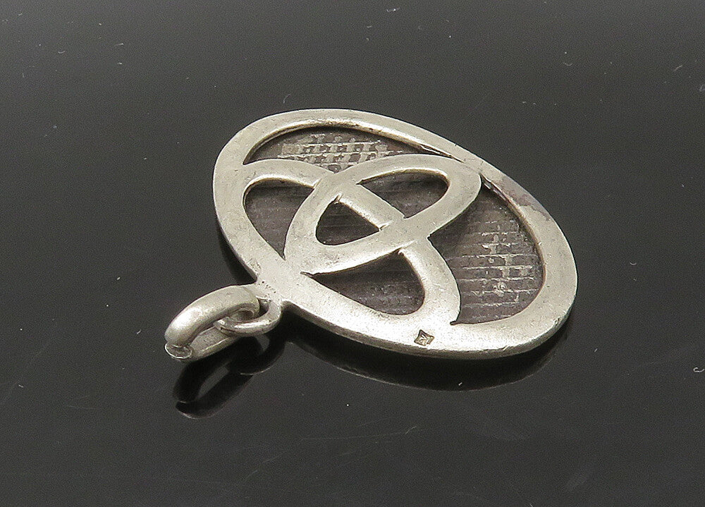 MIDDLE EAST 925 Sterling Silver  Vintage Shiny Oxidized Oval Pendant  PT18718