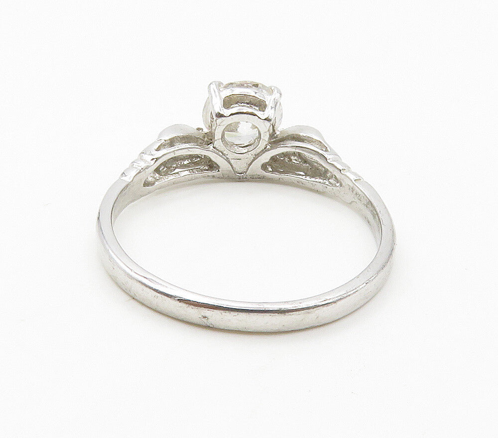 925 Sterling Silver  Round Cut Cubic Zirconia Solitaire Ring Sz 9.5  RG15493